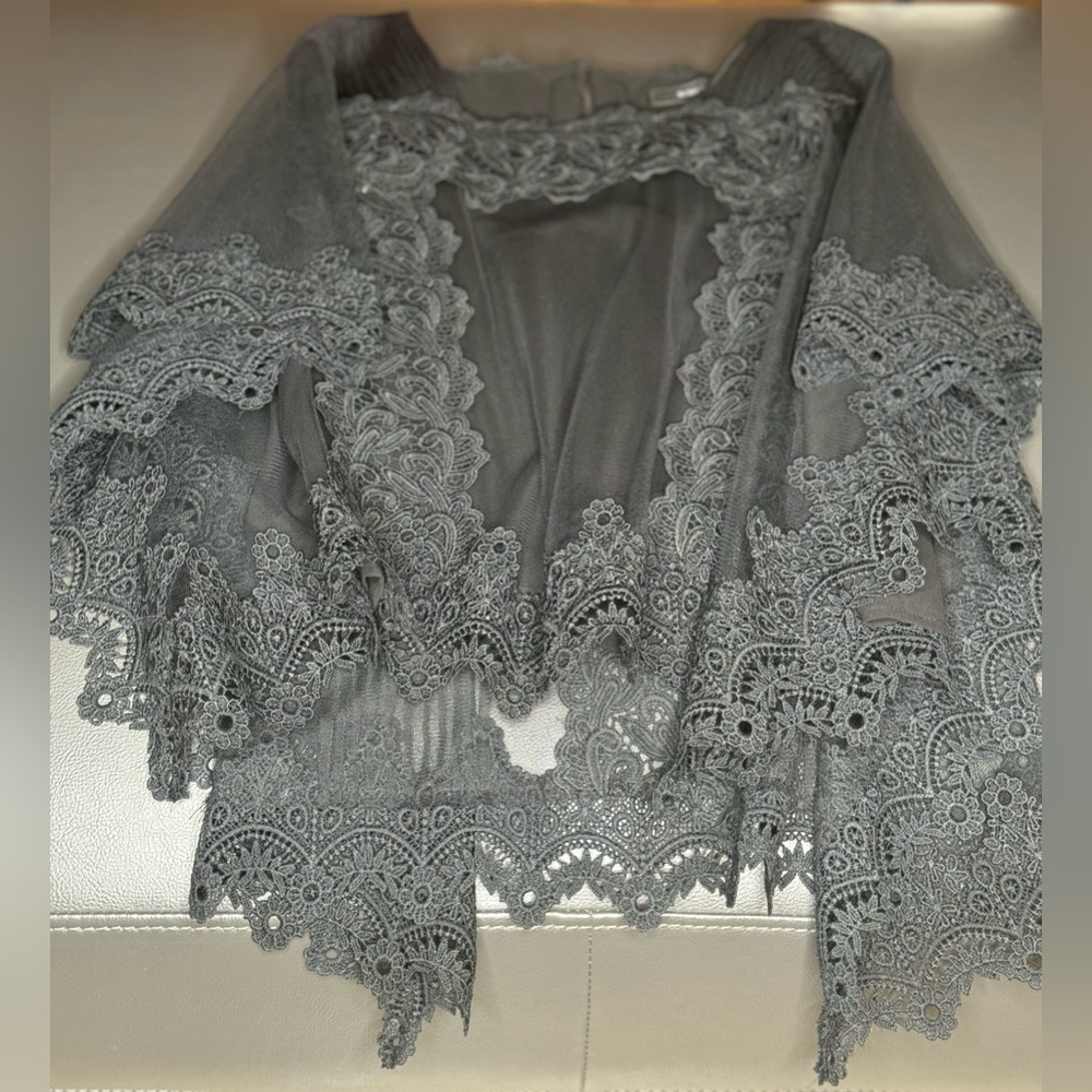 BCBGMAXAZRIA Tulle and Lace Blouse - Picture 9 of 11